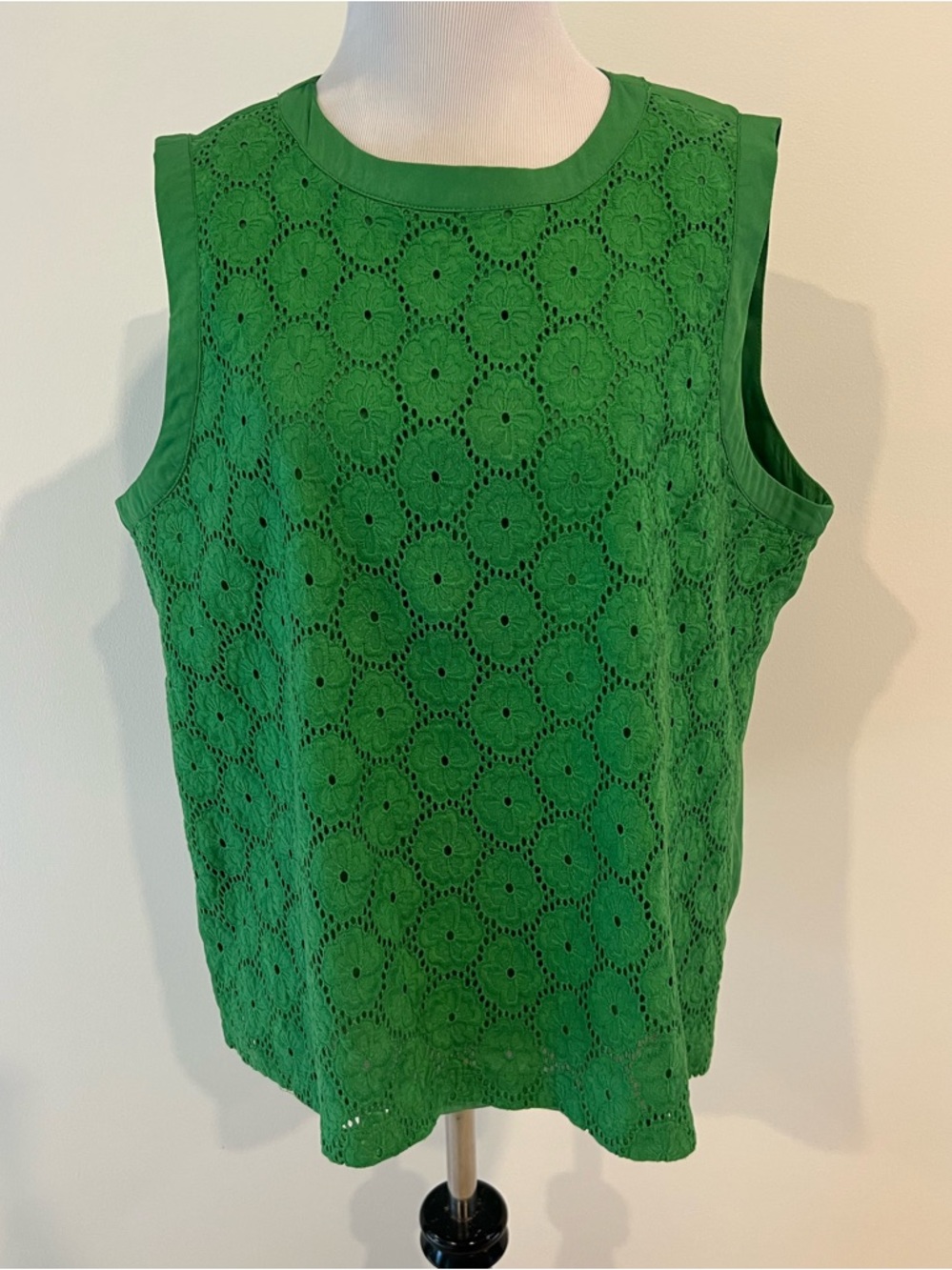 Joe Fresh Kelly Green Lace Front Sleeveless Top Womens Sz XL